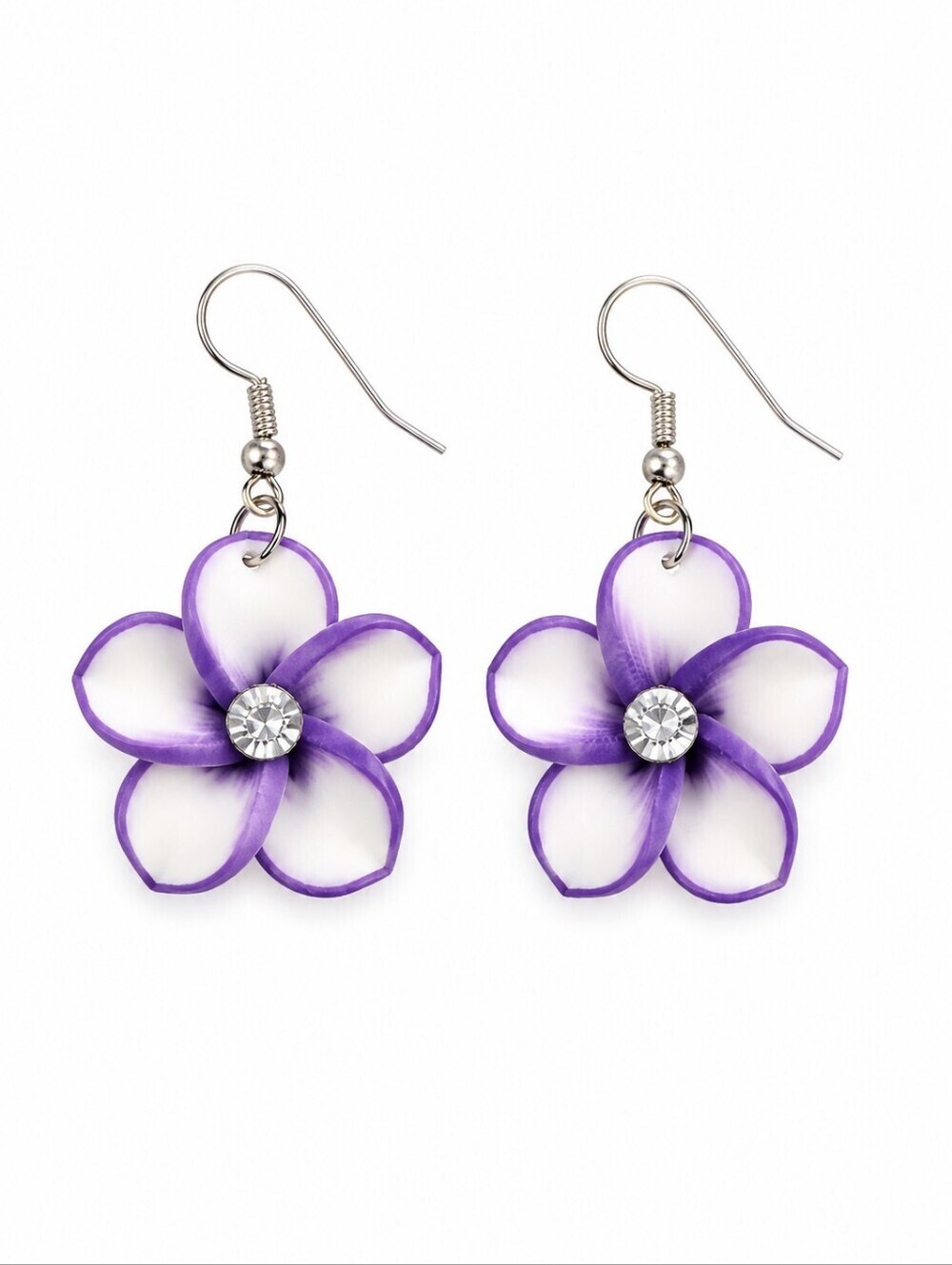 3/$30 Hawaiian Polymer Clay Purple Flower Fairycore Dangle Hook Earrings